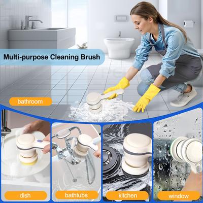 Electric Cleaning Brush 5in1 Multifunctional Household Electric Rotary Cleaning Brush for Kitchen Bathroom Sink Toilet Scrubber