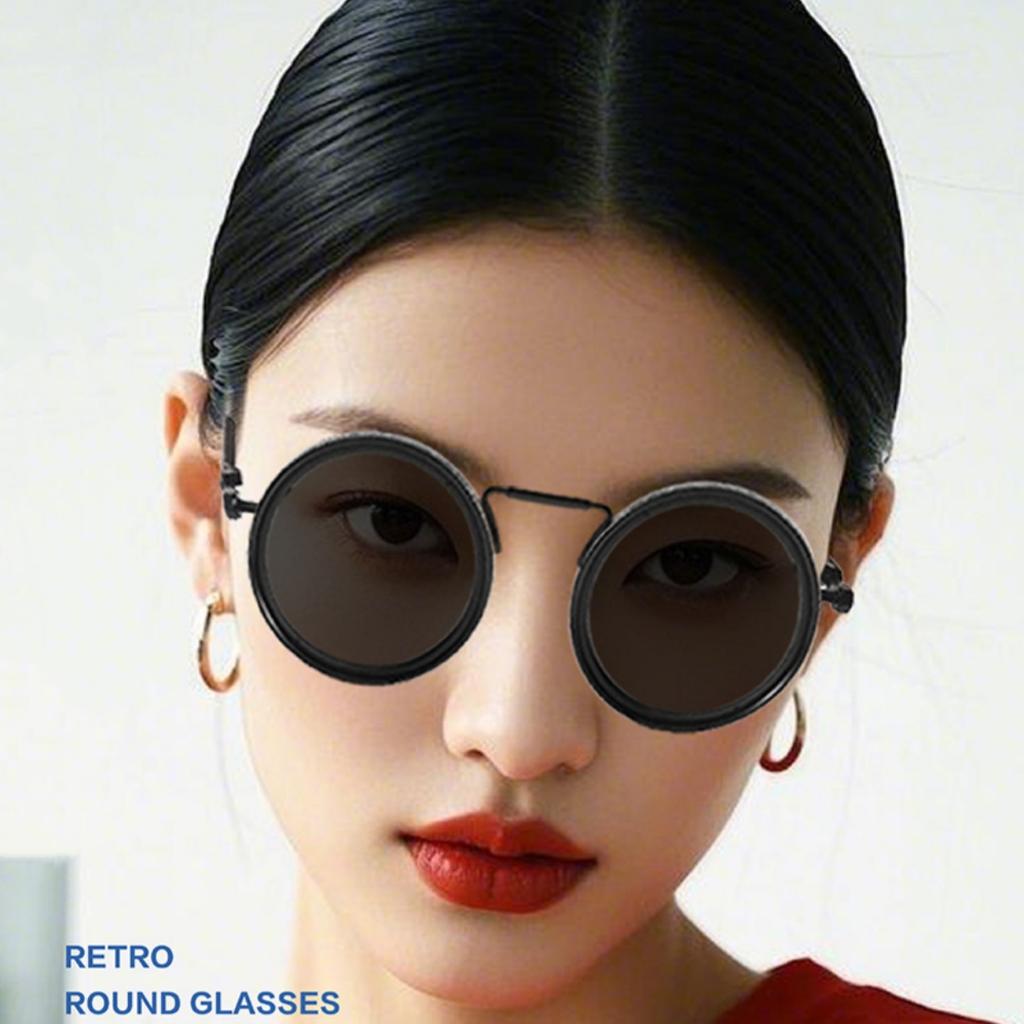 Nd Eyeglasses Women Round Frame Sunglasses Light Reducing Sunglasses Rotatable Lens Color-Changing Sunglasses Fishing Uv400