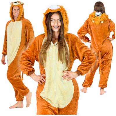 Warm Men's Pajamas Lion Kigurumi Adult Onesie Jumpsuit M Onesie Lion Costume - L