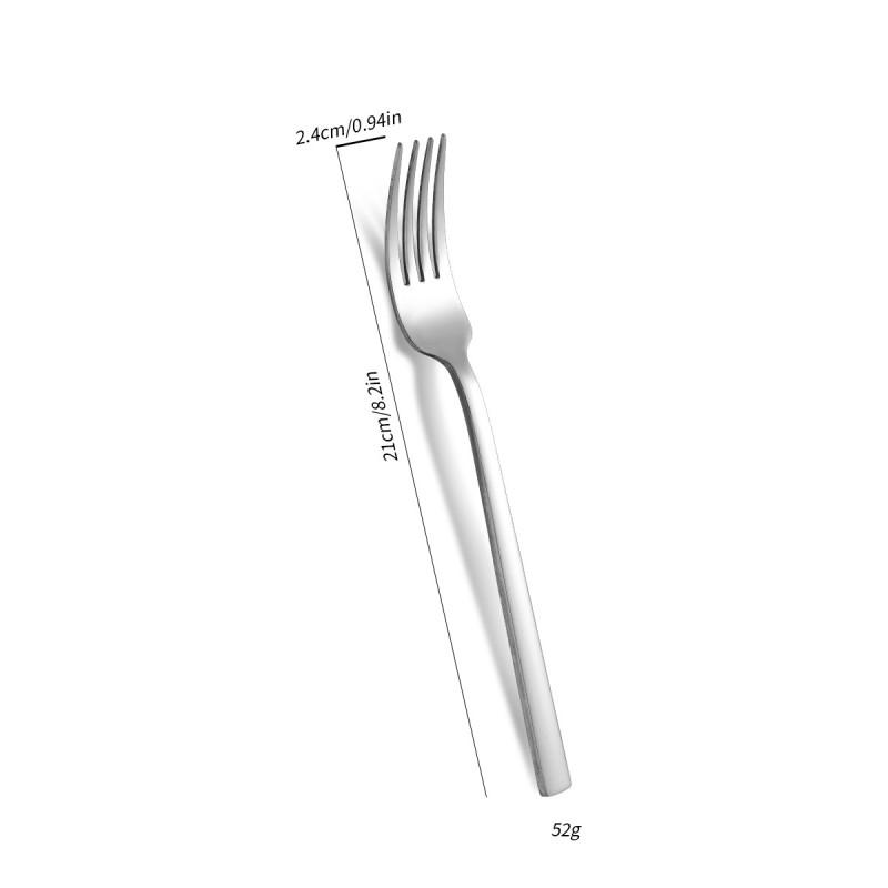 Stainless Steel Flat Handle Cutlery Set Restaurant Hotel Dining Steak Knife Dessert Spoon Fork 5-Piece