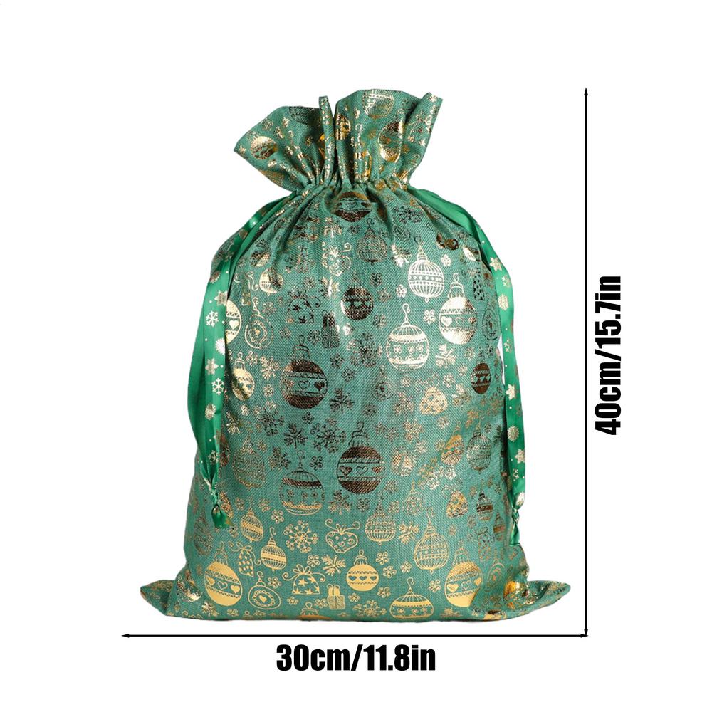 Gold Foil Christmas Gift Bag Medium Burlap Bags With Drawstring Christmas Candy Pouch For New Year Wedding Birthday Party
