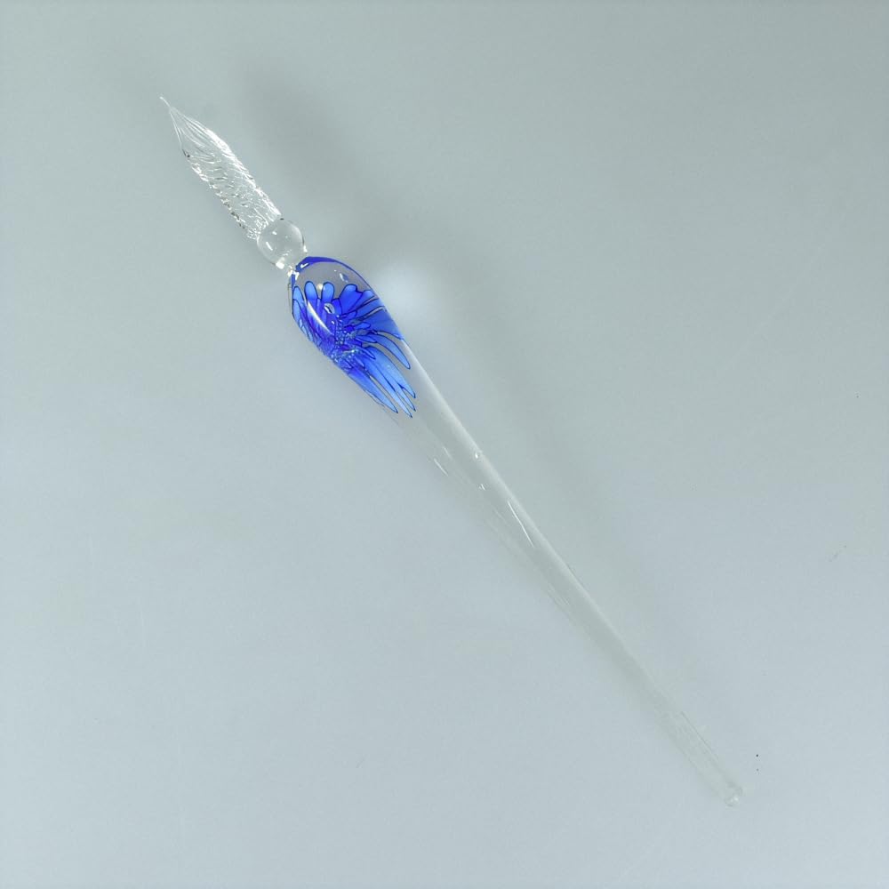 Fourcart Cute Handmade Glass Crafts Glass Blue Set x Set [Flower Pen] 2-Color 3-Piece