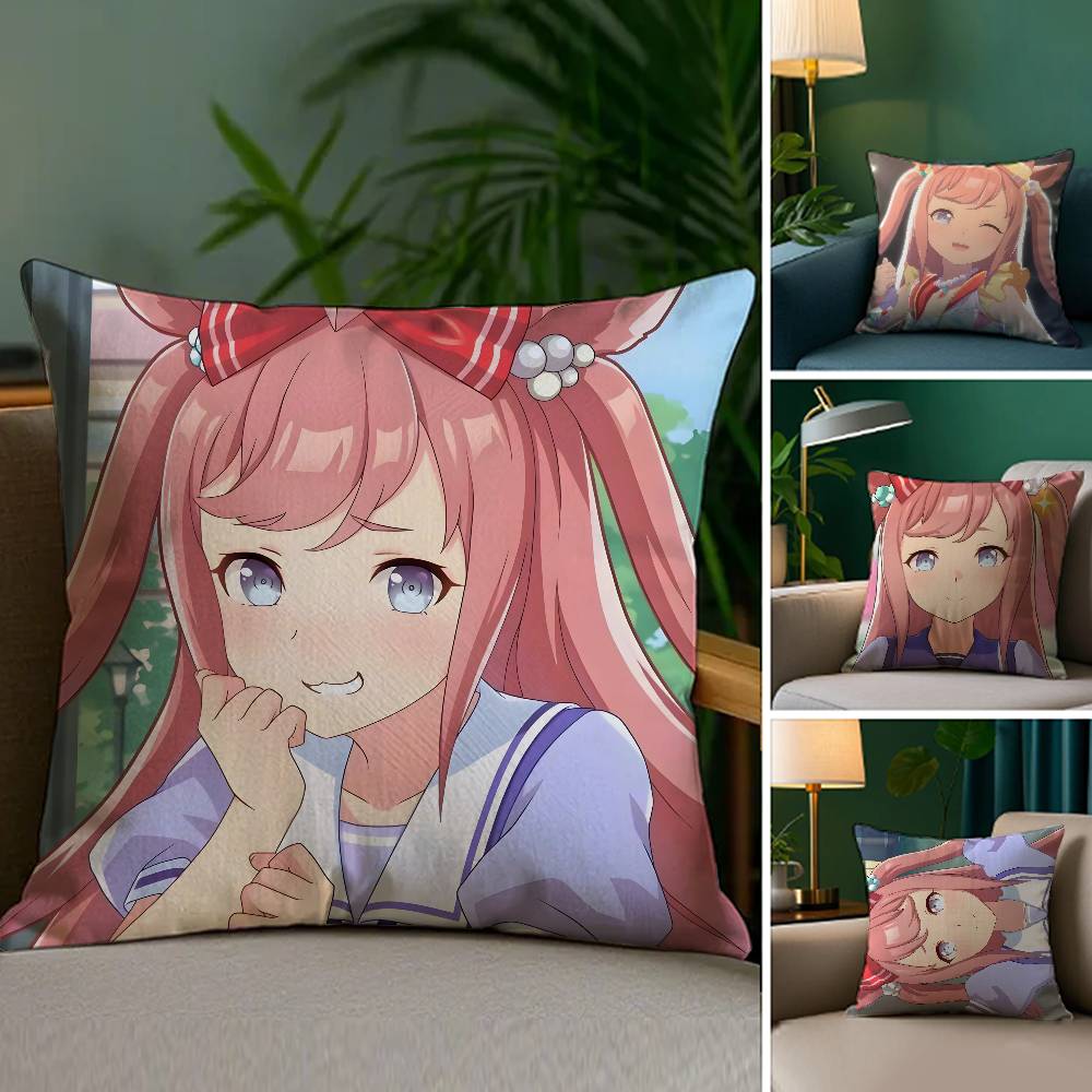 U-Uma Musume Agnes Digital Pillow Case Sofa and Living Room Decorative Cushion Covers Dust-proof and Mite-proof Invisible Zipper
