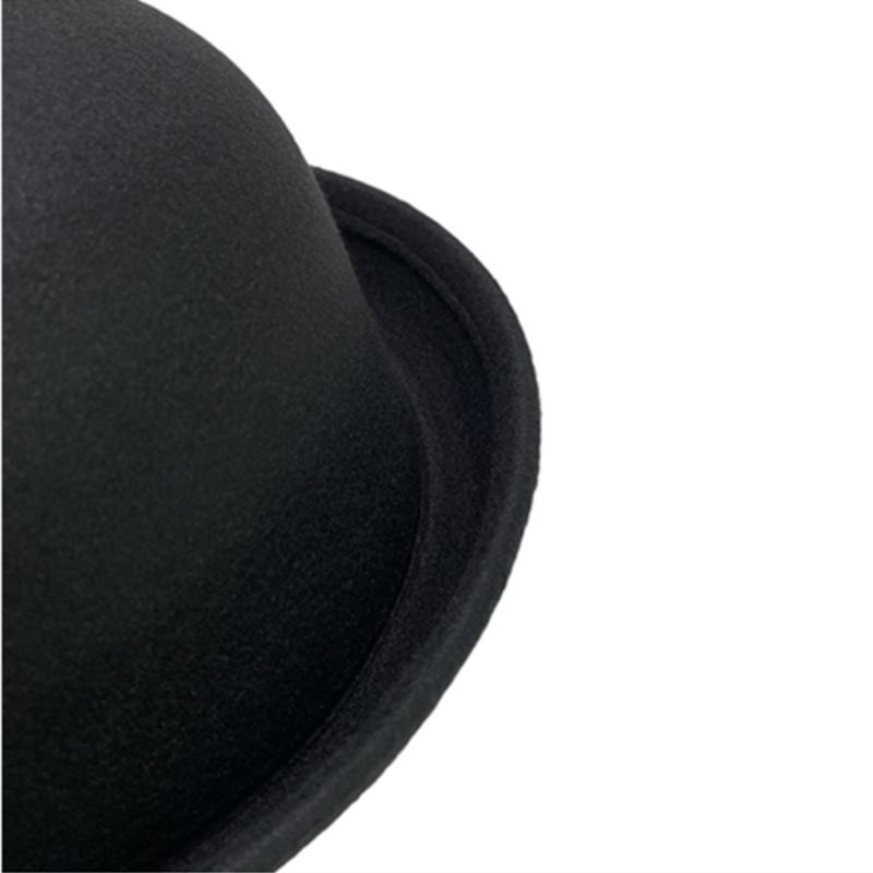 Cappello di Lana Fatto a Mano Elegante Cappello a Bombetta Decorato con Spilla per Donna Festa Uniforme Scolastica Britannica Cappello di Lana alla Moda da Donna
