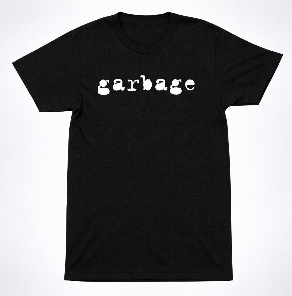 Garbage Logo T-Shirt 90s Alternative Rock Band Grunge Style Black Tee S разноцветный