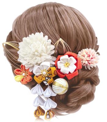 Baramoly Haar Haarschmuck Beliebter Japanischer Ping Pong Geflochtener Kordel mit Orange ZH001 Ornament Shichi-Go-San, Tsumami-Zaiku (753), Erwachsenwerden