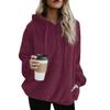 Damen Plus Size Flauschiges Kapuzensweatshirt Winter Einfarbig 1/4 Reißverschluss Kapuzenpullover