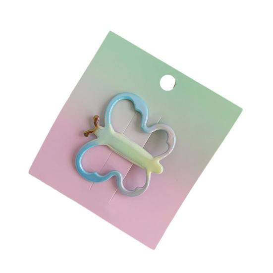 

Hairpin Rounded Edges No Hair Damage Metal Clip Stable Grip Non-Slip Dreamy Gradient Butterfly Shape Portable Side Bangs Hair Clip B