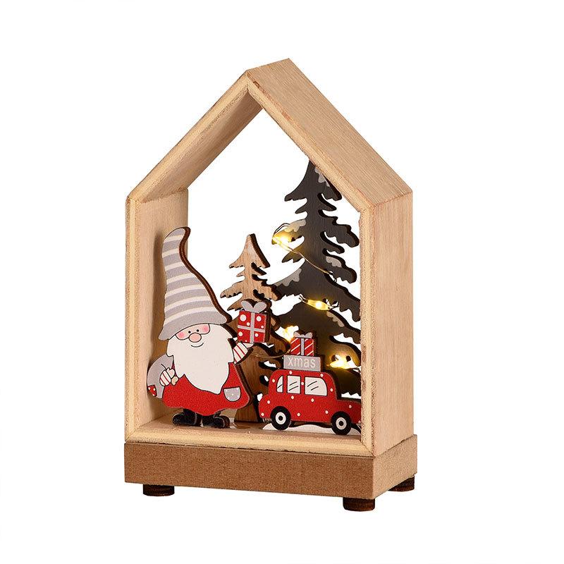 Christmas Decoration Items Luminous Cabin Forest Elderly Wooden Window Scene Tabletop Decoration