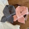 Kids Winter Warm Scarves Children Girl Woolen Knit Short Cross Neck Covers Snood Solid Color Outdoor Windproof Neckerchief