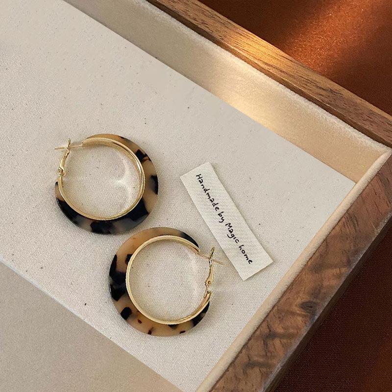 

Exaggerated Retro Round Leopard Print Earrings, High-End Fashion Personalized Earrings, Silver Needle Stud Earrings, Earrings For Women