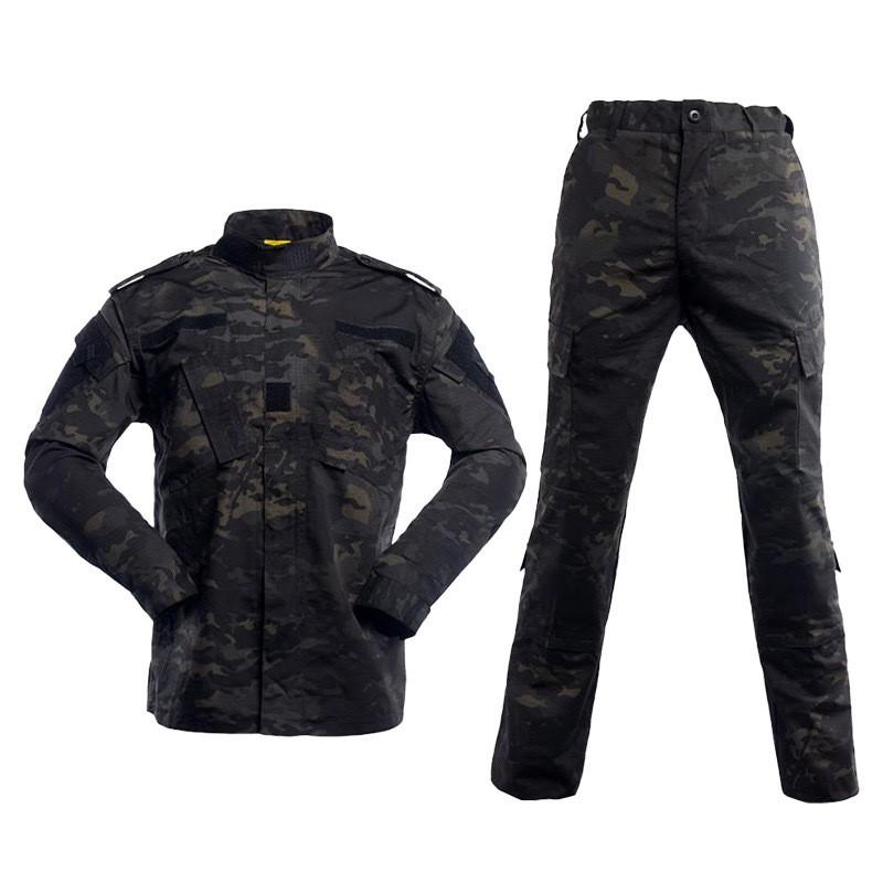 Mens Tactical Camo Combat Uniform Set Outdoor Hiking Training Wear Breathable Durable Rip-Resistant