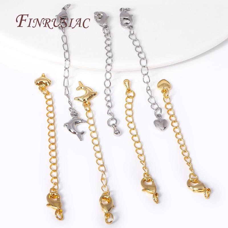 18K Gold Plated Extension Chains with Lobster Clasps Connector For Jewelry Necklace Extender,DIY Bracelets Making Accessories