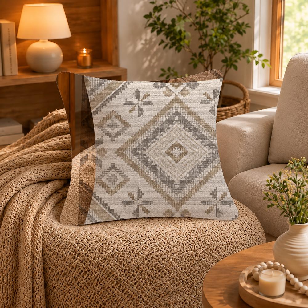 Pattern Weaving Cushion Cover Short-Plush Cushion Cover Pillowcase — Suitable For Sofas Bedrooms And Home Decor