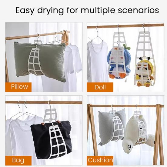 2Pcs Hanging Pillow Drying Racks Strong Load-bearing Adjustable Windproof Bedding Throw Pillows Hanger Plush Doll Dryer Rack