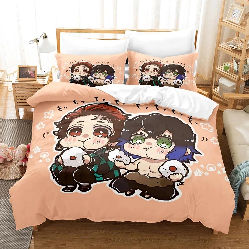 New Twin Single Queen King Full Size Duvet Cover Kamado Nezuko Bedding Sets Anime Demon Slayer Bedspread For Teens Girls Fas