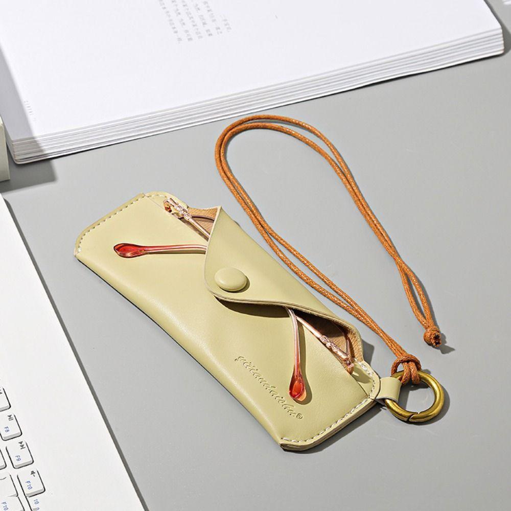 Hanging Neck Sunglass Organizer PU Leather Sunglasses Bag Fashion Eyeglasses Holder  Men