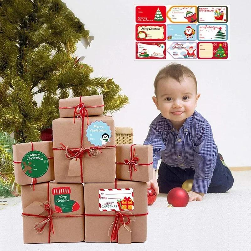 1-10Bags Christmas Stickers Gift Wrapping Seal Labels Name Tags for Baking Packages Envelopes Cards Holiday Stationery Decor