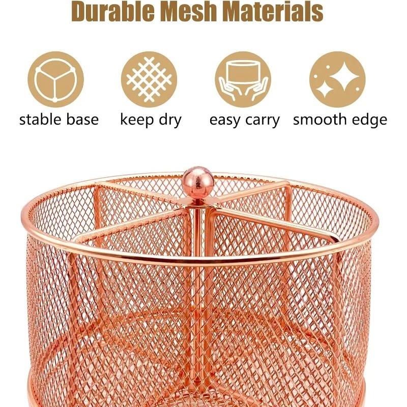 Fächer Silberbesteck Besteckhalter 360 Drehbar Metall Utensilien Gabel Löffel Servietten Organizer Besteckaufbewahrung Roségold Pink