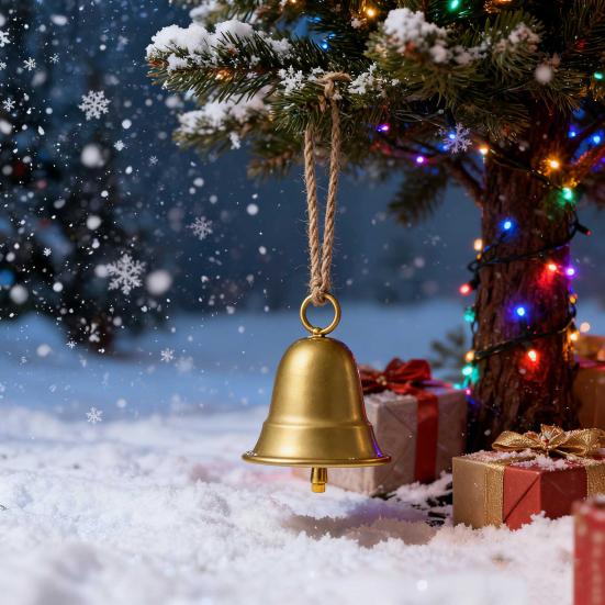 Yousheng Rustic Metal Christmas Bell Large Red Green Golden Jingle Bell Christmas Tree Hanging Decor Vintage Handmade Wind Chime for Tree Wreath Door