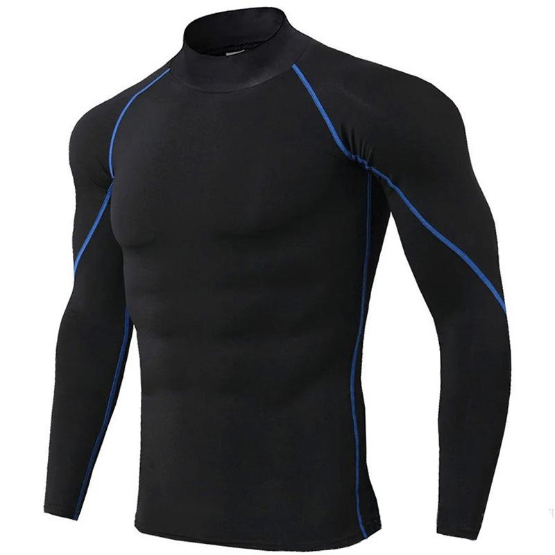 2025 Men's High-Neck Quick-Dry Training T-Shirt - Autumn/Winter Breathable, High-Elastic Fitness Wear