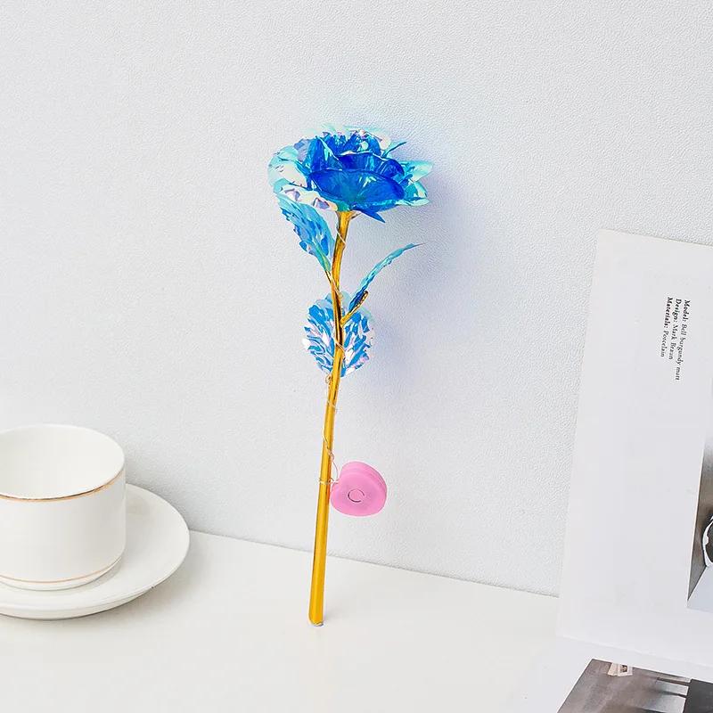 LED Light Eternal Rose Artificial Flower Foil Decoration for Valentine's Day Wedding Party Christmas Gift