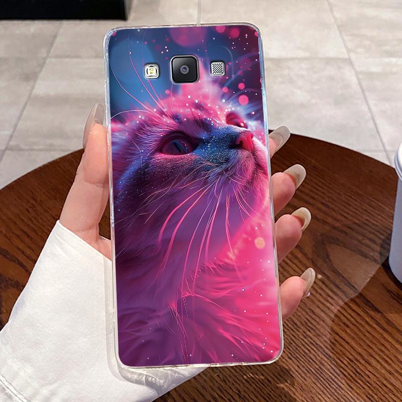 Casing For Samsung Galaxy A5 2015 Case SM-A500F A500Y Aesthetic Fashion Cute Cat Soft Silicone Back Cover Transparent Phone Case
