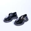 African Black Children's Glossy School Shoes with Gold Buckle, Patent Leather, 2026 Edition