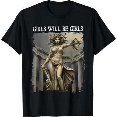 LUjiu Mädchen Wird Mädchen Feminismus T-Shirts Medusa Feministisches Damen T-Shirt