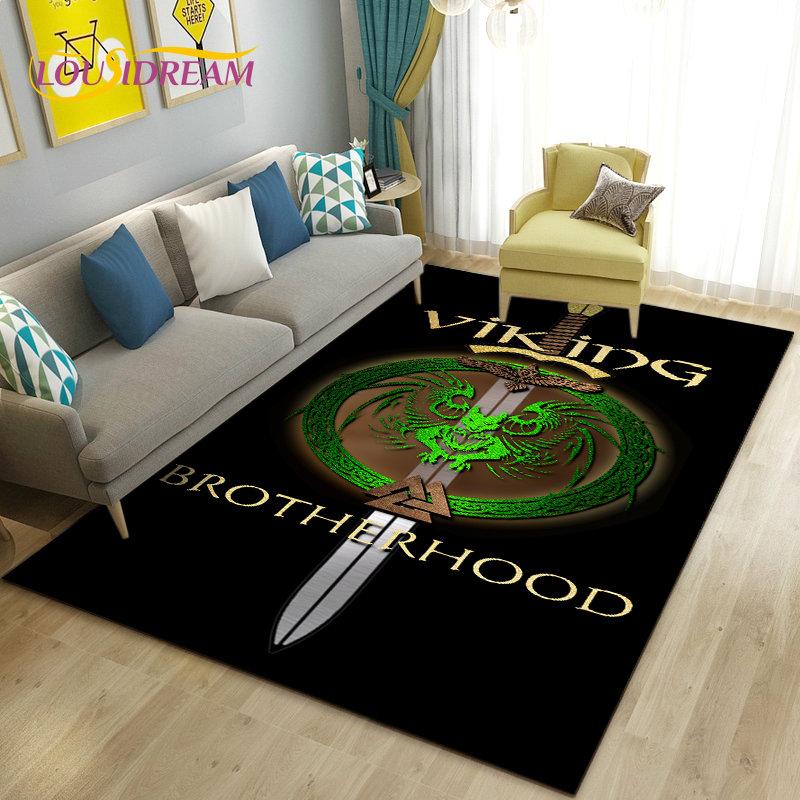 Vikings Nordic Mythology Series Area Rug,Carpet Rug for Living Room Bedroom Sofa Doormat Decoration,Kid Play Non-slip Floor Mat