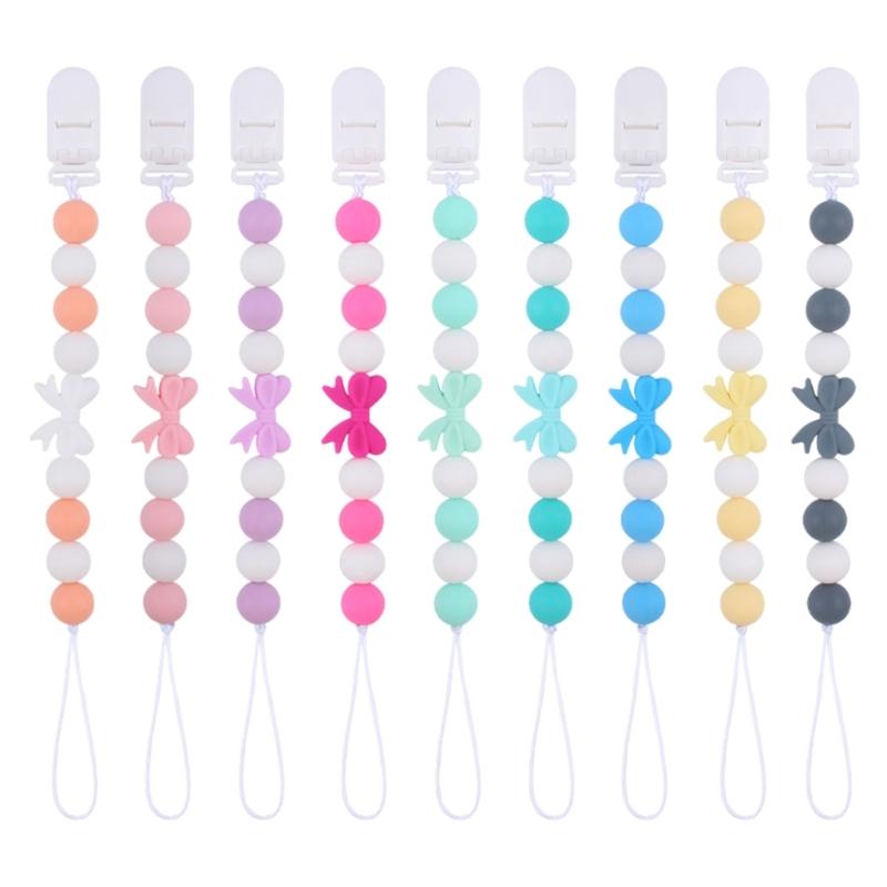Upgraded Dummy Clip with Knot- for Baby BPA Free Silicone Pacifiers Clip Soother Chain Holders for Boys & Girls Gift