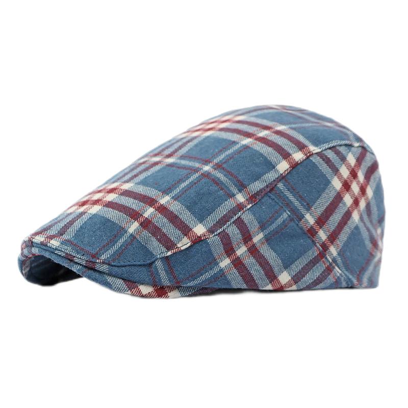 Frühling Sommer Dopamin Karomuster Baskenmütze Entenschnabel Vorwärtskappe Britischer Stil Schirmmütze Sommerhüte für Damen Herren Sonnenhüte Papa Hut Geschenk