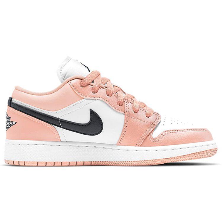 Air Jordan 1 Low GS Light Arctic Pink Kinder-Sneaker Weiß Schwarz 553560-800