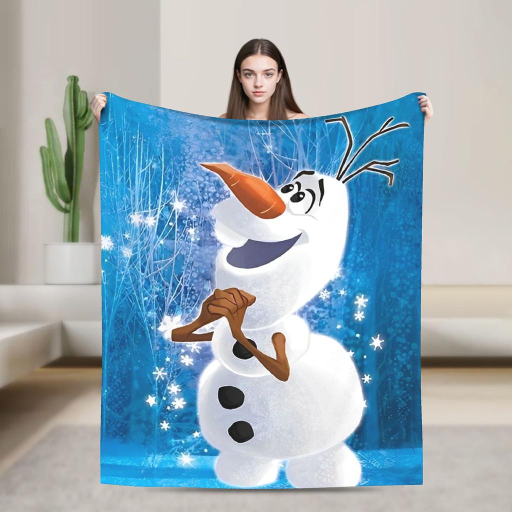 Manta Cálida Suave Viaje Oficina Frozen Olaf Dibujos Animados Ropa de Cama Mantas Franela Colcha Para Dormitorio Estética Funda de Sofá Cama