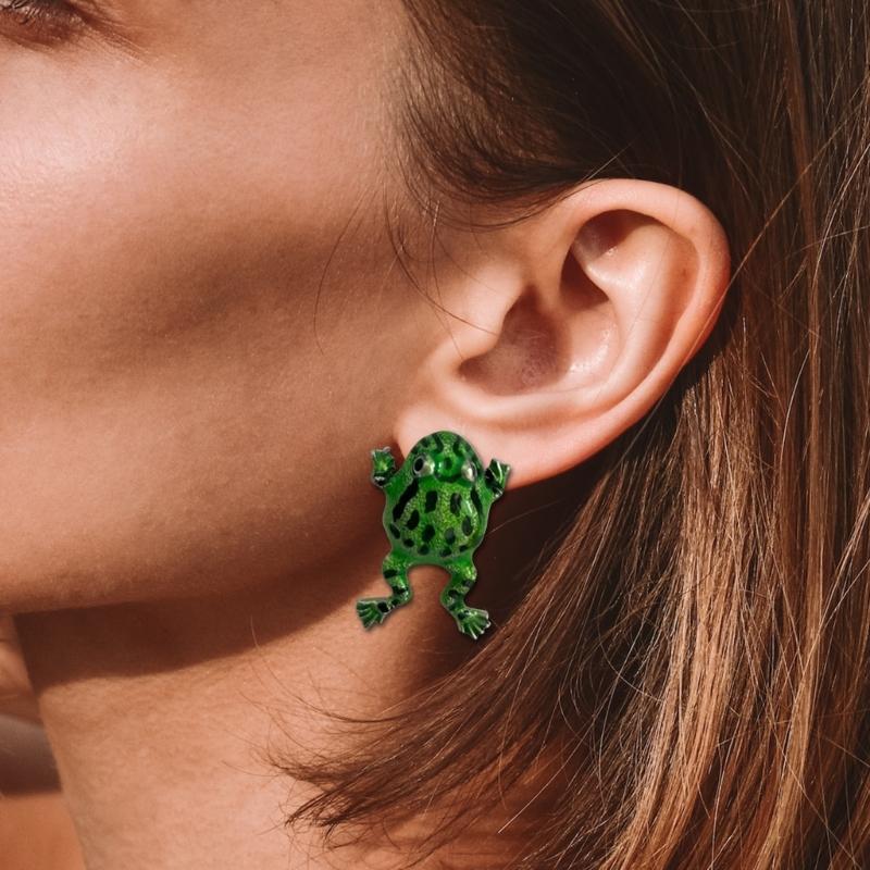 Cute Big Frog Stud-Earring For Women Girls Ear Jewelry Frog Ear Cuff Earrings Party Gifts Haliday Vacation Ornament