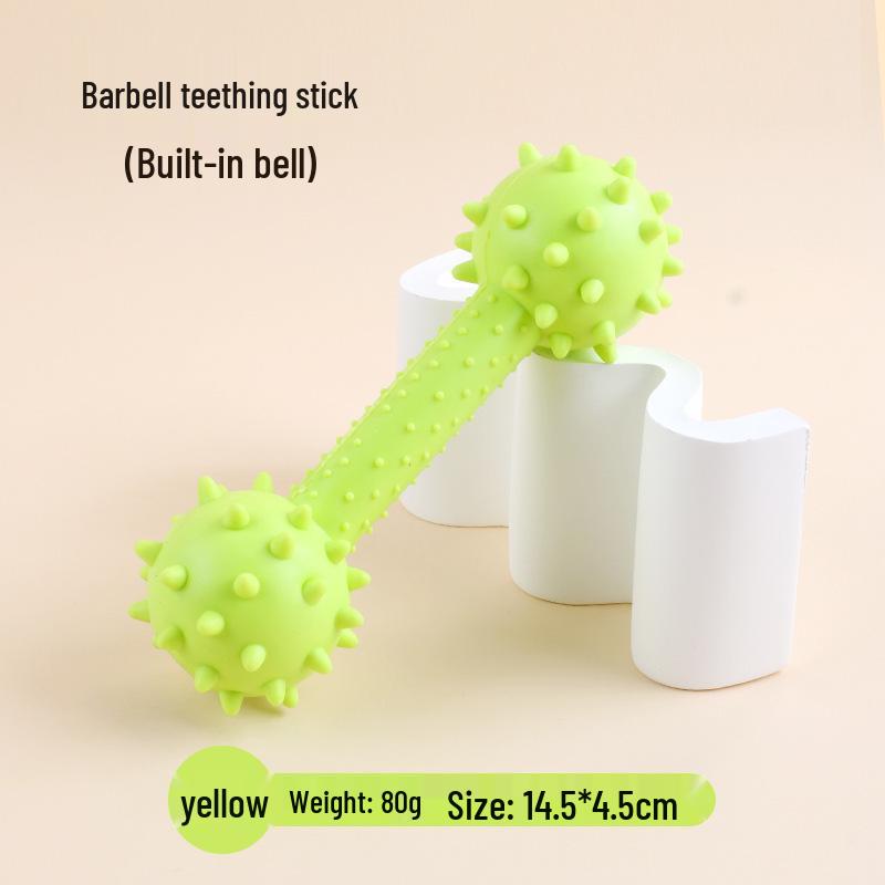 Squeaky Rubber Spiky Dumbbell Toy for Dog Teething and Dental Cleaning