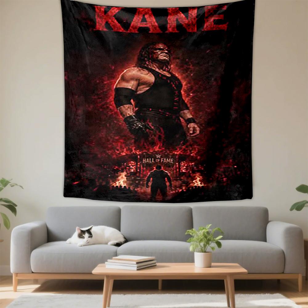 Kane Wrestling Theme Red Flame Patterned tapestry for bedroom and living room home decor