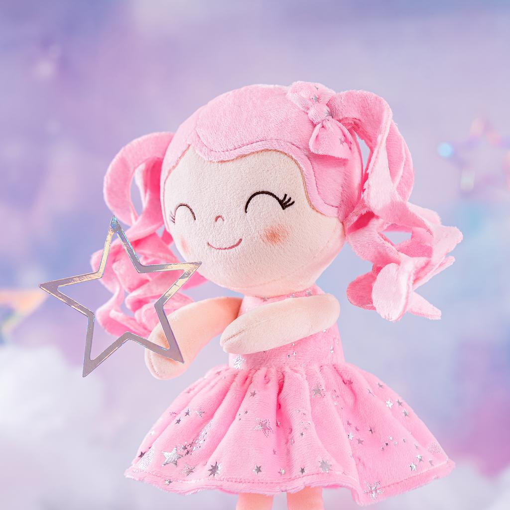 Plush Dolls Curly Hair Starry Sky Series Christmas Gifts Doll Collection Ideas Baby's First Birthday Gift Pink