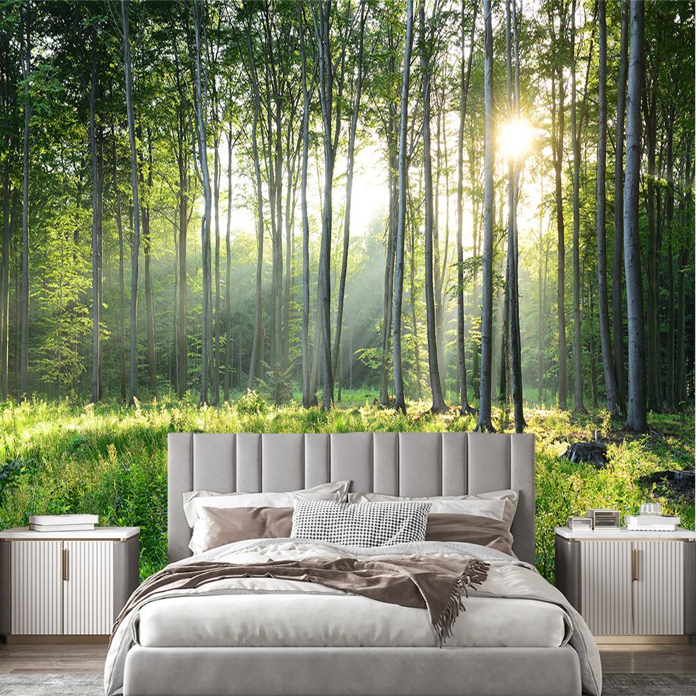 3d Green Forest Murals Nature Scenery Wall Murals Living Room Bedroom Background Forest Wallpaper Home Decor