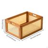 CD Storage Box Wooden Desktop Organizer with Handles Rattan Holder for Collectors, Music Lovers,