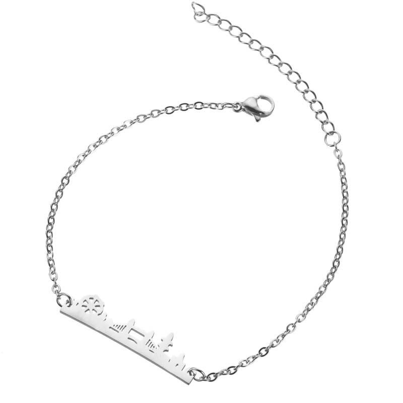 Stainless Steel Bracelet with Scenic Pendant - Fashion for INS Girls