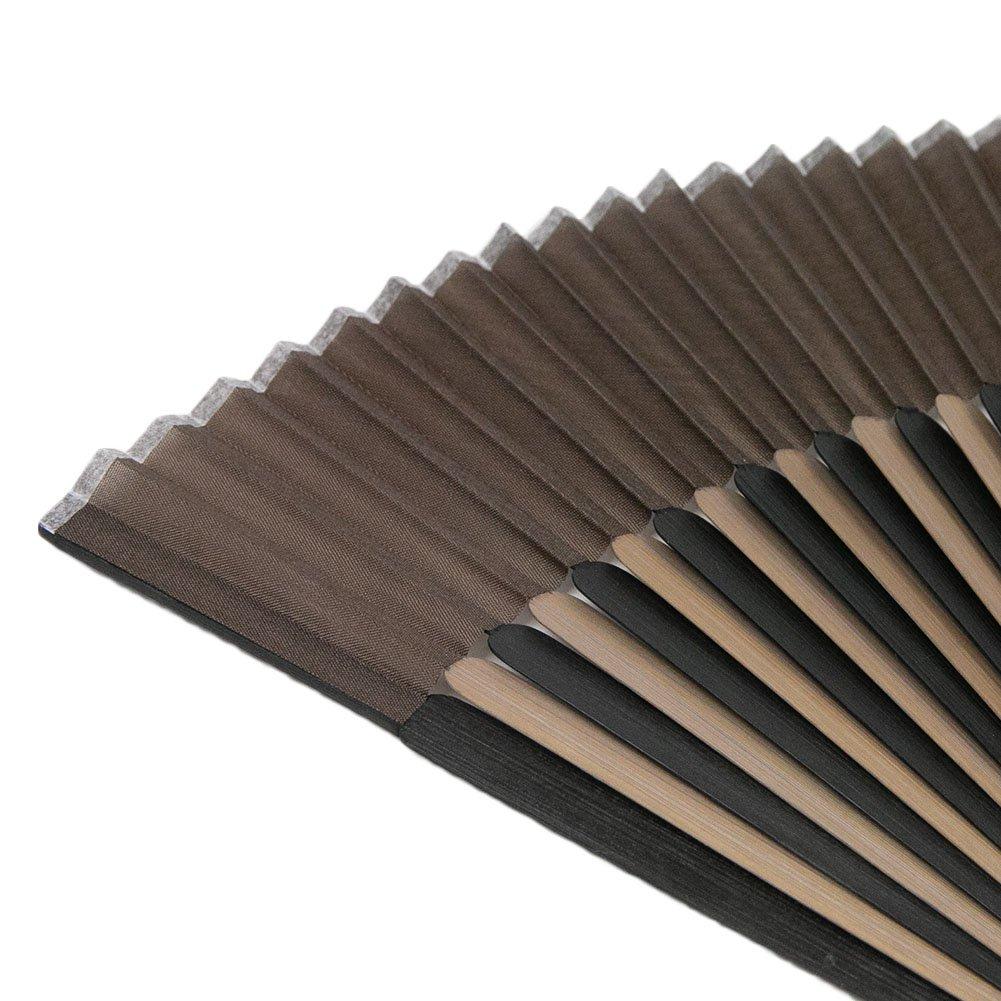 Folding pure bamboo set of two fan for women [KYOETSU] [Kyoetsu] fan, silk, plain, two-tone black, (fan, bag) (15)