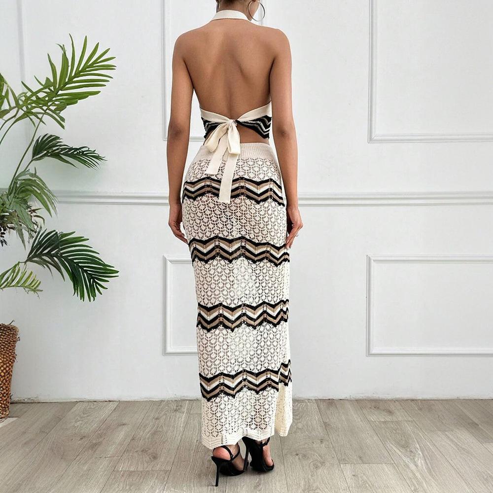 New Long Skirt Feminine Hollow Knitted Beach Skirt Seaside Vacation Dress