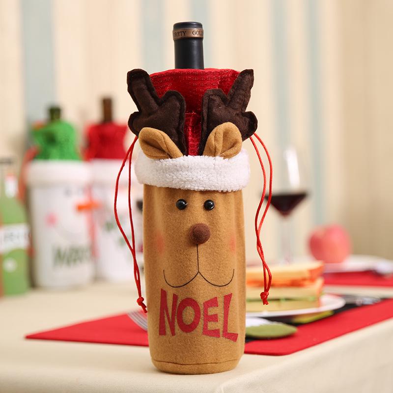 Santa Claus Christmas Wine Bottle Bag - Holiday Table Decoration Gift