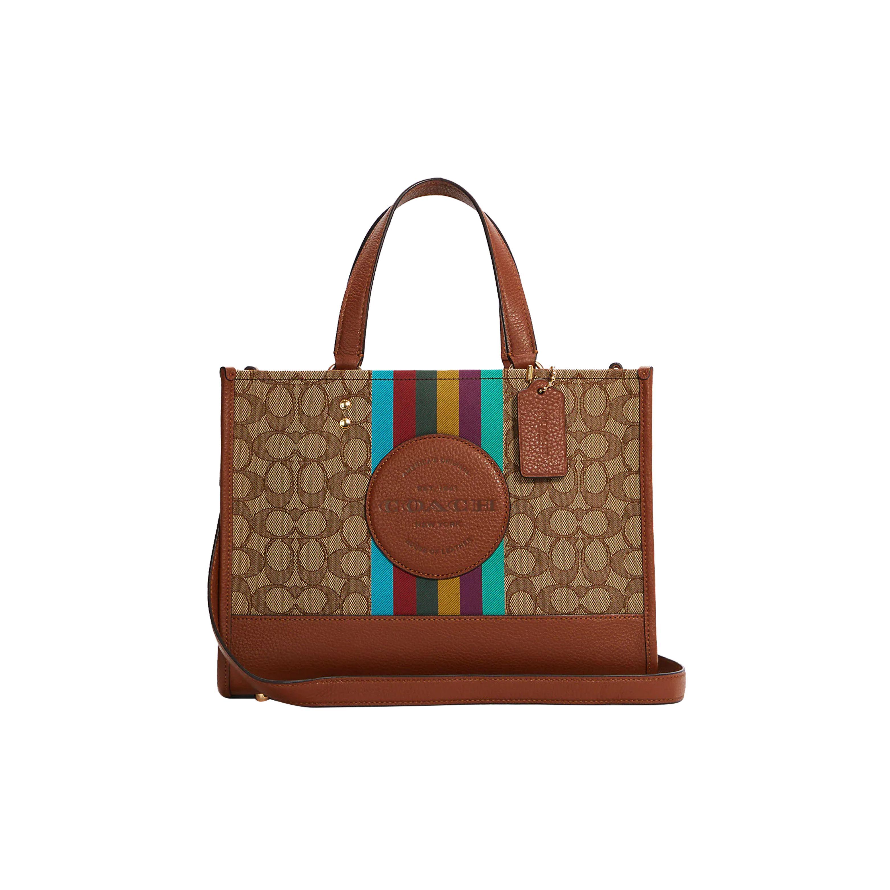 

Coach Dempsey 30 Classic Monogram Snap Closure Fabric And Pebble Leather Shoulder Crossbody Tote Bag Large Women handbags CC905-IMT1O Basic Set (Bag+Dust Bag)