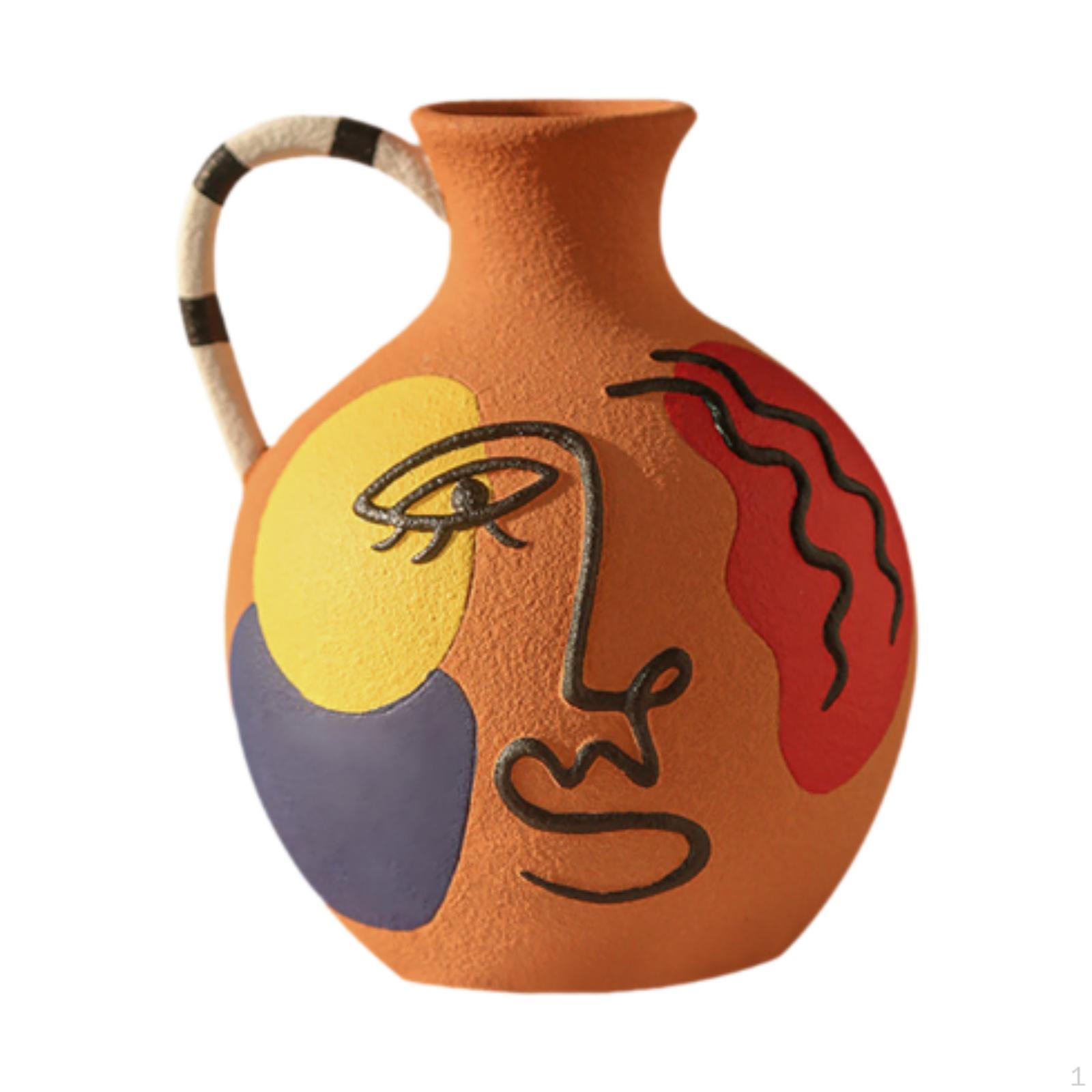 

Абстрактная художественная ваза, керамический цветочный горшок для сухих свежих декоративных цветов 15.7cmx18.5cm