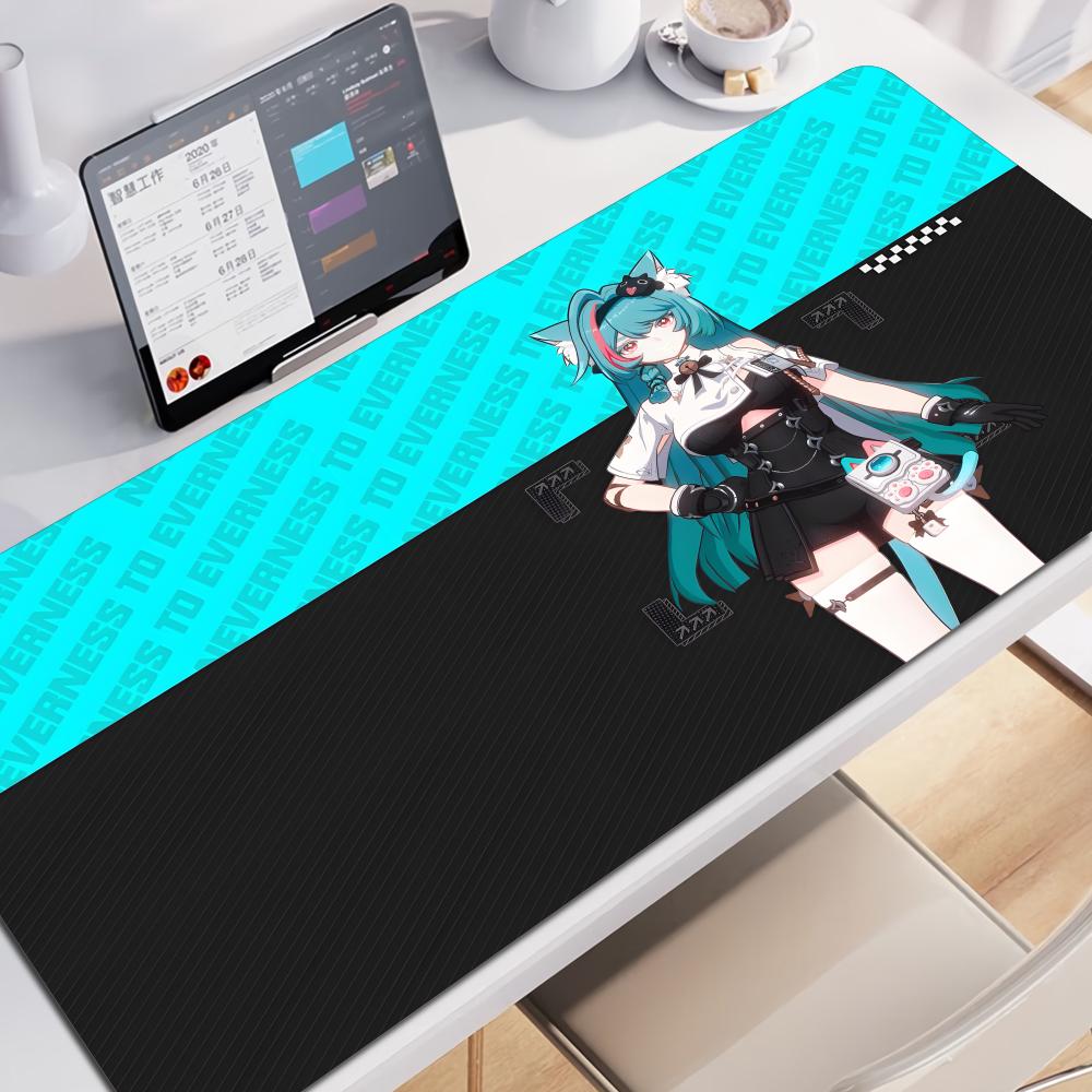 Kawaii Anime Girl Mint Mousepad Large Xxl Neverness To Everness Computer Keyboardmat Suitable For Office Work And Gaming