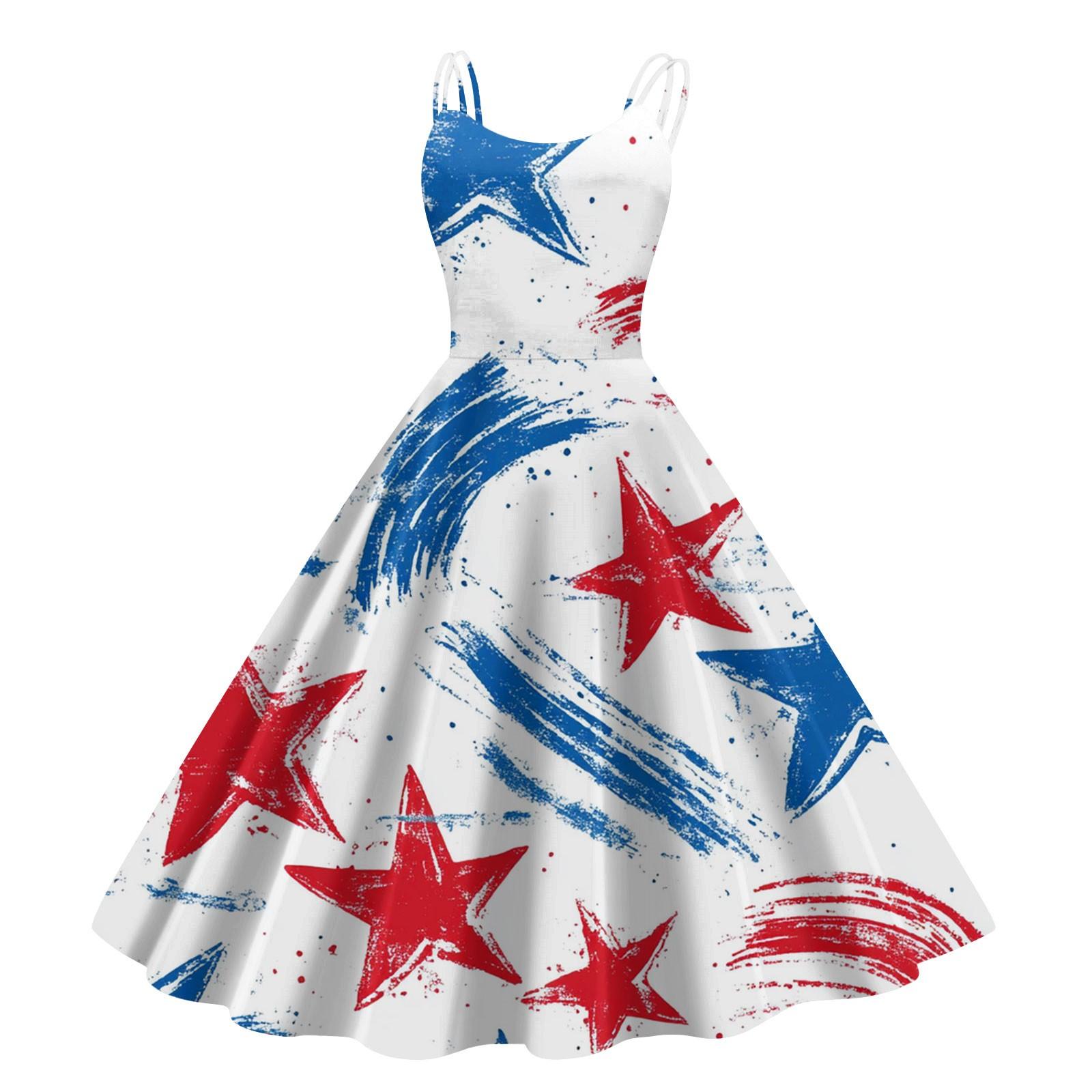 

Женские повседневные сексуальные панк-винтажные платья без бретелек с принтом «День независимости» S белый