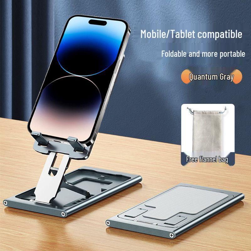 S9V Foldable Metal Phone & Tablet Stand - Portable, Adjustable Desktop Holder Weighted Foldable Version