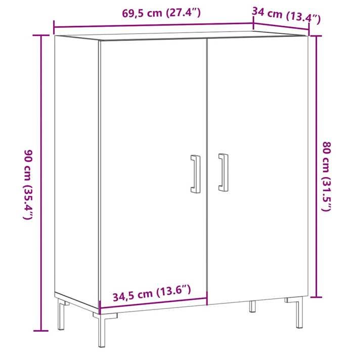 VidaXL Buffet chêne artisanal 69,5x34x90 cm bois d'ingénierie 857180